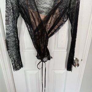 BCBG Black Floral Lace Top